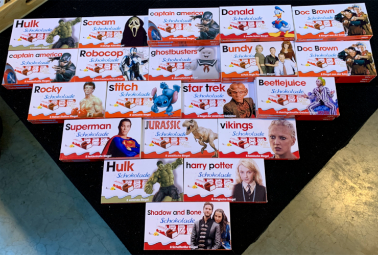 ComicCon Stuttgart 2023 - Kinder-Schokolade-Tafeln mit Figuren aus Filmen und Serien